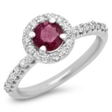 14K WHITE GOLD 0.70CT RUBY 1.05CT DIAMOND RING