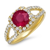 14K YELLOW GOLD 1.99CT RUBY 1.32CT DIAMOND RING