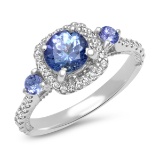 14K WHITE GOLD 1.32CT TANZANITE 0.95CT DIAMOND RING