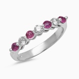 14K WHITE GOLD 0.65CT RUBY 0.23CT DIAMOND RING