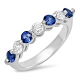 14K WHITE GOLD 0.40 SAPPHIRE 0.41CT DIAMOND RING