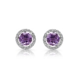 14K WHITE GOLD 1.65CT AMETHYST 0.55CT DIAMOND EARRINGS