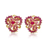 22K GOLD 3.55CT RUBY EARRINGS