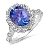 14K WHITE GOLD 3.05CT TANZANITE 0.85CT DIAMOND RING