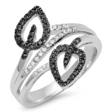 14K WHITE GOLD 0.43CT BLACK & WHITE DIAMOND RING