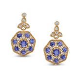 14K YELLOW GOLD 7.00CT TANZANITE 2.00CT DIAMOND EARRINGS