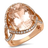 14K YELLOW GOLD 7.29CT MORGANITE 0.95CT DIAMOND RING