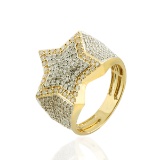 14K YELLOW GOLD 1.52CT DIAMOND STAR RING