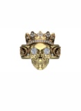 14K YELLOW GOLD 2.00CT DIAMOND CROWN SKULL RING