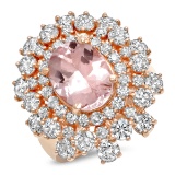 14K ROSE GOLD 3.25CT MORGANITE 3.05CT DIAMOND RING