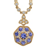 14K YELLOW GOLD 3.50CT TANZANITE 1.05CT DIAMOND PENDANT