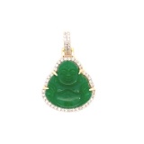 14K YELLOW GOLD 0.95CT DIAMOND JADE PENDANT