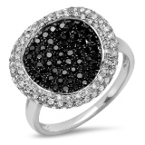 14K WHITE GOLD 0.75CT BLACK & WHITE DIAMOND RING