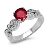 14K WHITE GOLD 1.63CT RUBY 0.40CT DIAMOND RING