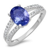 18K WHITE GOLD 1.55CT TANZANITE 0.30CT DIAMOND RING