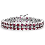 14K WHITE GOLD 4.25CT RUBY 2.93CT DIAMOND BRACELET