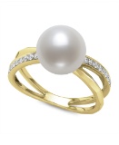 14KT YG 8-9MM FRESH WATER PEARL & DIAMOND RING