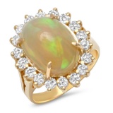 14K YELLOW GOLD 4.25CT OPAL 0.95CT DIAMOND RING