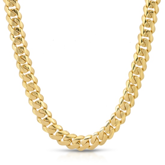 14K SOLID GOLD 9MM CUBAN LINK 22 INCH NECKLACE