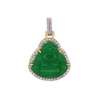 14K YELLOW GOLD 23.73CT DIAMOND JADE PENDANT