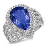 18K WHITE GOLD 6.00CT SAPPHIRE 2.00 CT DIAMOND RING