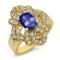 14K YELLOW GOLD 1.40CT TANZANITE 1.00CT DIAMOND RING