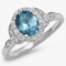 14K WHITE GOLD 2.00CT AQUAMARINE 0.50CT DIAMOND RING