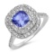 14K WHITE GOLD 2.00CT TANZANITE 1.00CT DIAMOND RING
