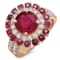 14K YELLOW GOLD 3.00CT RUBY 1.25CT DIAMOND RING