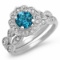14K WHITE GOLD 1.50CT LONDON BLUE TOPAZ 0.90CT DIAMOND RING