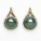 14KT TWO-TONE 9-10MM TAHITIAN & DIAMOND EARRING
