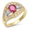 18K YELLOW GOLD 1.00CT RUBY 0.55CT DIAMOND RING
