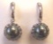 14KT WG 8-9MM TAHITIAN & DIAMOND EARRING