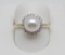 14KT YG 7-8MM FRESH WATER PEARL & DIAMOND RING