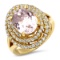 14K YELLOW GOLD 4.00CT KUNZITE 1.30CT DIAMOND RING