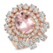 14K ROSE GOLD 3.25CT MORGANITE 3.05CT DIAMOND RING
