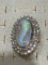14K WHITE GOLD 3.66CT DIAMOND 10.53CT OPAL RING
