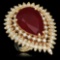 14K YELLOW GOLD 7.00CT RUBY 3.00CT DIAMOND RING