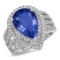 18K WHITE GOLD 6.00CT SAPPHIRE 2.00 CT DIAMOND RING
