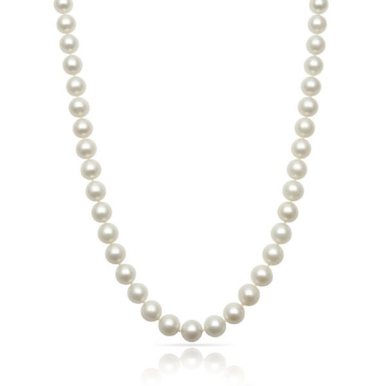 FRESHWATER 14KT Yellow Gold Round AA Quality 9MM Freshwater Pearl 18" Necklace