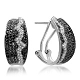 14K WHITE GOLD 1.40CT BLACK & WHITE DIAMOND EARRINGS