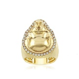14K YELLOW GOLD RING 0.72CT DIAMOND BUDDHA