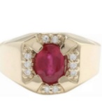 14K YELLOW GOLD 1.00CT RUBY 0.50CT DIAMOND RING