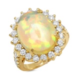 14K YELLOW GOLD 4.25CT OPAL 0.95CT DIAMOND RING