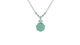 14K WHITE GOLD 3.50CT EMERALD 1.00CT DIAMOND PENDANT WITH CHAIN