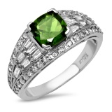 14K WHITE GOLD 1.05CT TOURMALINE 1.450CT DIAMOND RING