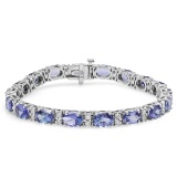 14K WHITE GOLD 14.74CT TANZANITE 1.30CT DIAMOND BRACELET
