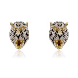 14K YELLOW GOLD TIGER 0.57CT DIAMOND EARRINGS