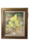 Vintage still life signed painting on board butterfly bush