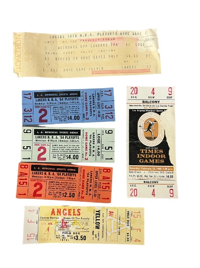 Vintage Los Angeles Lakers ticket stub lot playoffs